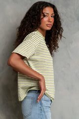 Lina Striped Tee in Light Green
