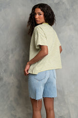 Lina Striped Tee in Light Green