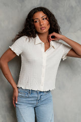 Velma Textured Button Up in Cream - FINAL SALE