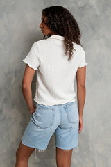 Velma Textured Button Up in Cream - FINAL SALE