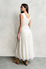 Sawyer Lace Trim Tank Top in Bone