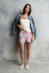 Dorothy Striped Shorts in Red