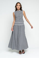 Kellie Gingham Tank in Black - FINAL SALE