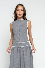 Kellie Gingham Tank in Black - FINAL SALE