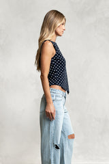 Mona Polka Dot Top in Navy - FINAL SALE