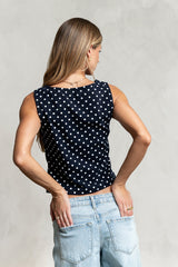 Mona Polka Dot Top in Navy - FINAL SALE