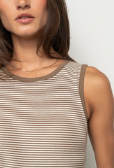 Kamber Striped Midi Tank Dress in Brown