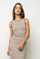 Kamber Striped Midi Tank Dress in Brown