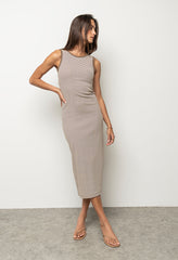 Kamber Striped Midi Tank Dress in Brown