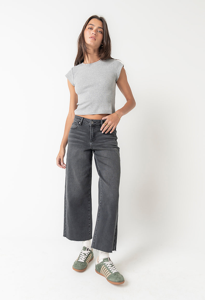 Colette Wide Leg Jeans in Faded Black