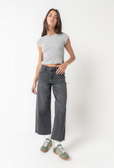 Colette Wide Leg Jeans in Faded Black