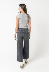 Colette Wide Leg Jeans in Faded Black