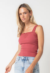 Saylor Ribbed Tank in Berry - FINAL SALE
