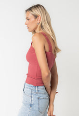 Saylor Ribbed Tank in Berry - FINAL SALE