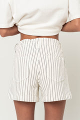 Beckie Striped Denim Shorts in Ivory - FINAL SALE