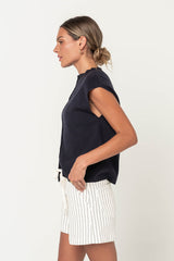 Cambria Sleeveless Cardigan in Navy