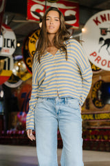 Miriam Striped Cardigan in Light Blue