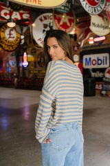 Miriam Striped Cardigan in Light Blue