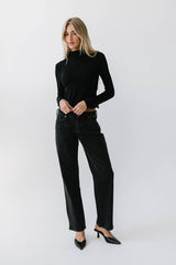 Kesley Lace Mock Neck Top in Black