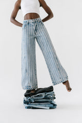 Kadie High Rise Striped Baggy Jeans