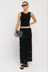 Lexie Lace Midi Skirt in Black