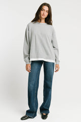 Ava Double Layer Crewneck in Heather Grey