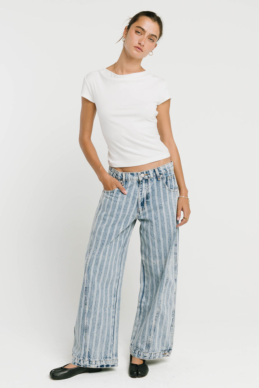 Kadie High Rise Striped Baggy Jeans