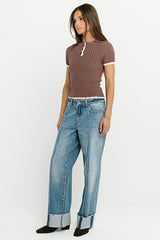 Kinley Contrast Sweater in Plum