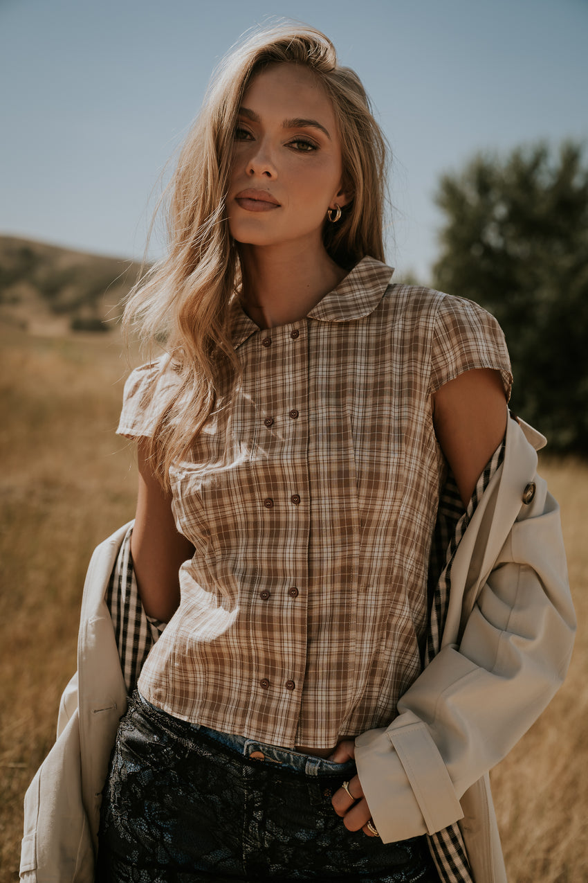 Miley Plaid Button Up Top