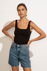 Scoop Neck Tank in Black - FINAL SALE