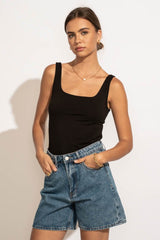 Scoop Neck Tank in Black - FINAL SALE
