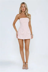 Rose Glow Strapless Mini Dress Pink