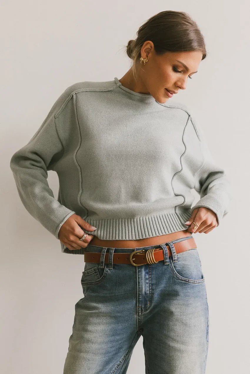 Leander Knit Sweater in Dusty Blue - FINAL SALE