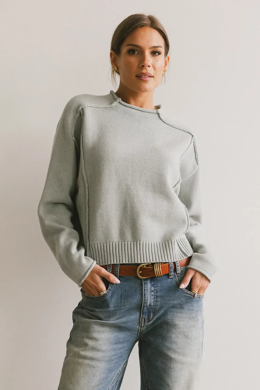 Leander Knit Sweater in Dusty Blue - FINAL SALE