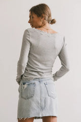 Logan Lace Trim Top in Grey - FINAL SALE