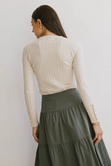 Lonnie Button Sleeve Sweater in Oatmeal - FINAL SALE