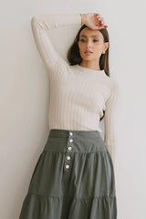 Lonnie Button Sleeve Sweater in Oatmeal - FINAL SALE
