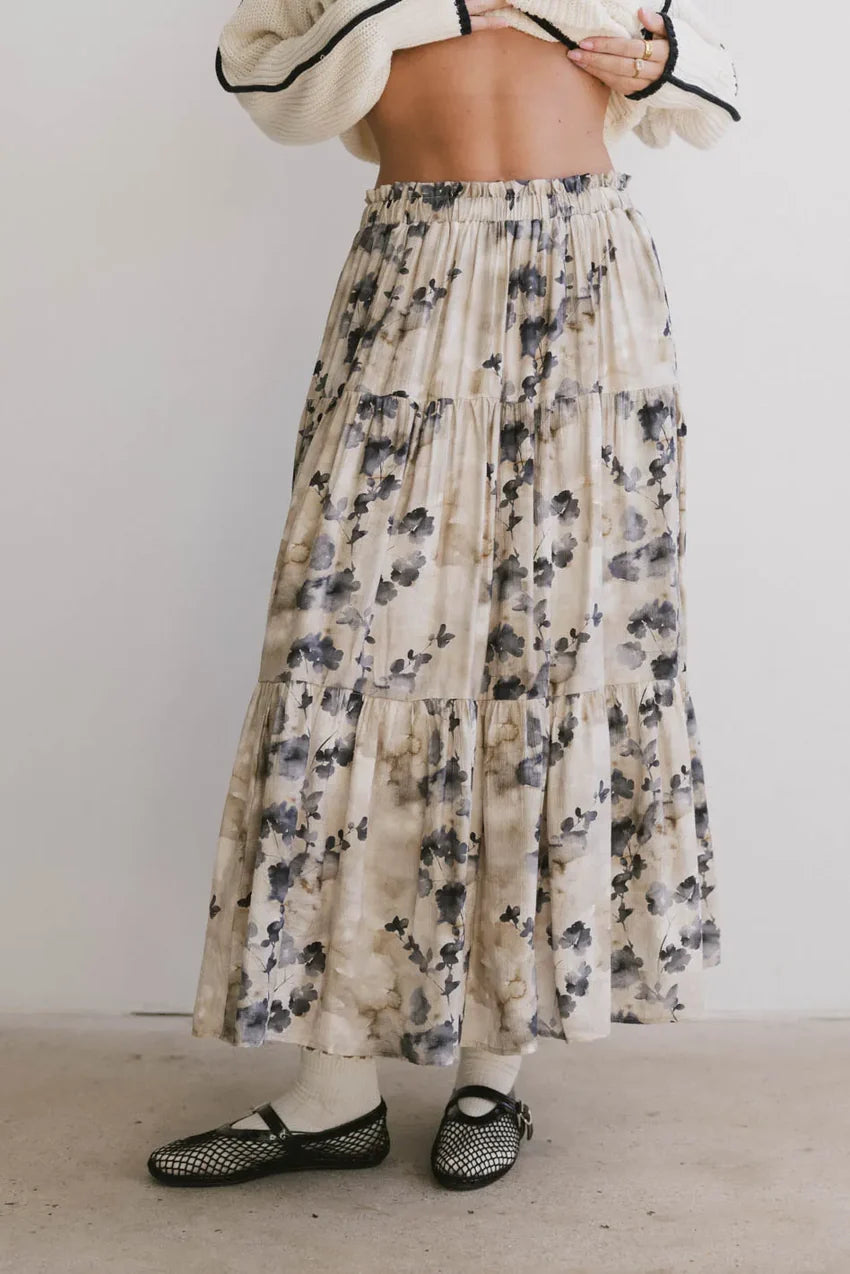 Maxine Floral Skirt in Blue - FINAL SALE