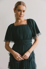 Eugena Ruffled Maxi Dress in Hunter Green - FINAL SALE