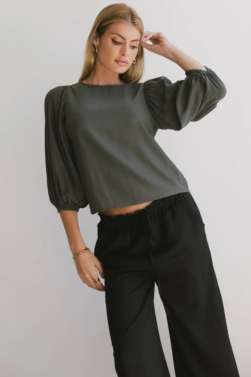 Nadine Blouse in Olive - FINAL SALE