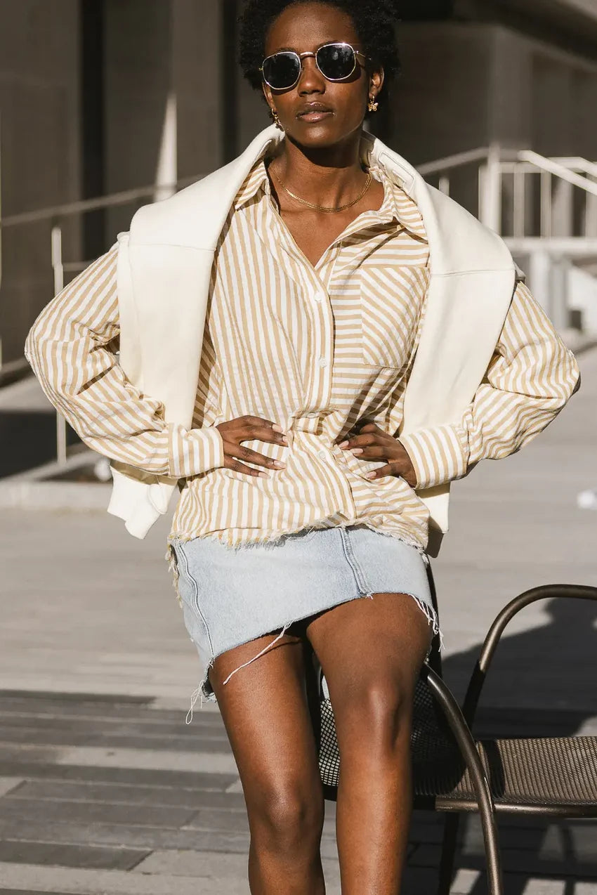 Brenn Button Up in Brown - FINAL SALE