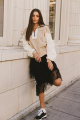 Zeya Half Zip Sweatshirt in Tan - FINAL SALE