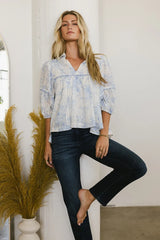 Madison Floral Blouse in Blue - FINAL SALE