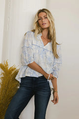 Madison Floral Blouse in Blue - FINAL SALE