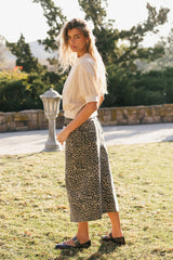 Lenny Leopard Denim Midi Skirt - FINAL SALE