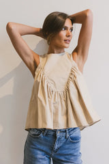 Anselle Swing Blouse in Taupe - FINAL SALE