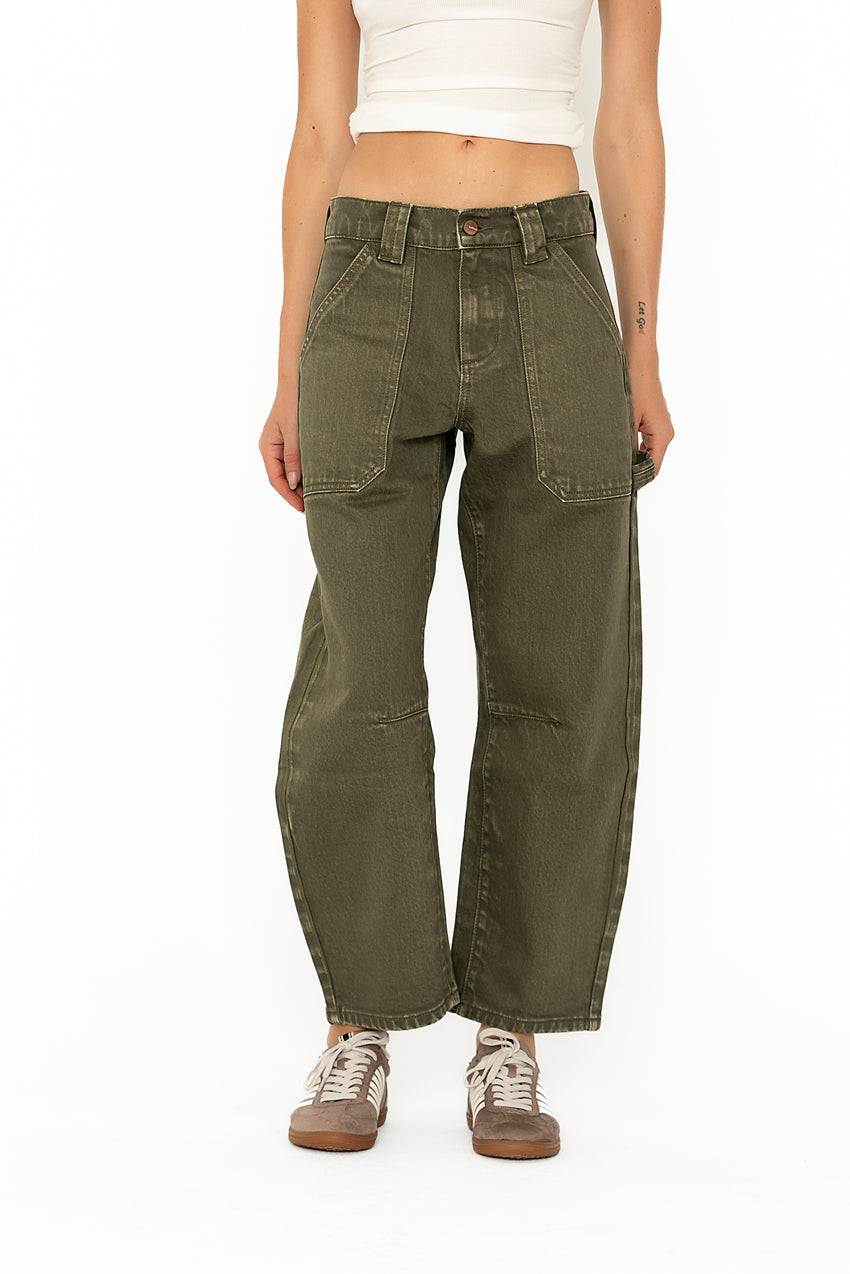 Scottie Barrel Jeans in Olive - FINAL SALE