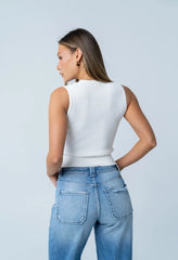 Ollie Cutout Tank Top in Ivory - FINAL SALE
