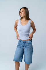 Mackie Lace Trim Tank in Blue - FINAL SALE