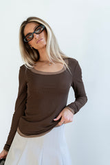 Lex Layered Mesh Top in Brown - FINAL SALE